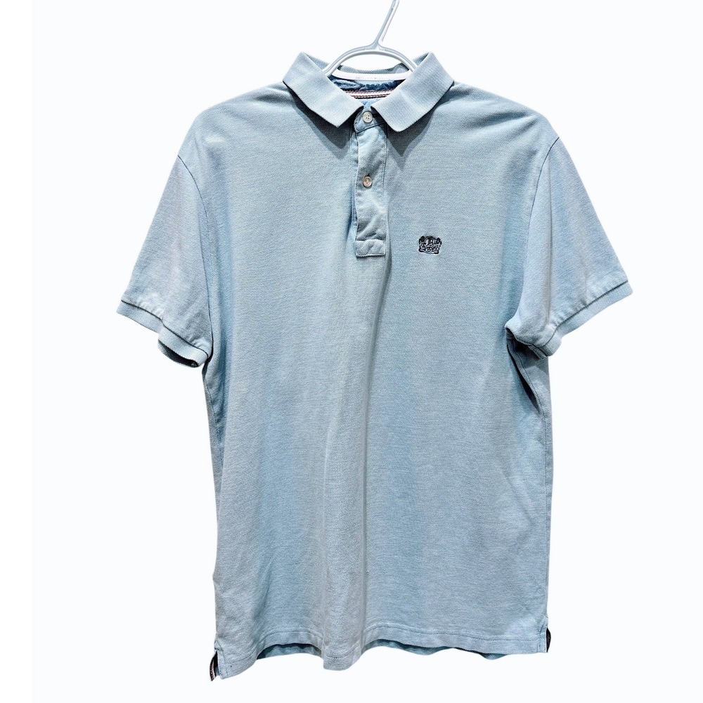 Boggi Milano Mens Polo Shirt Short Sleeve Light Blue Casual‎ Top